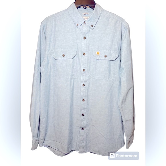 Carharrt Mens button down long sleeve cotton shirt size large tall relaxed fit - Picture 1 of 6